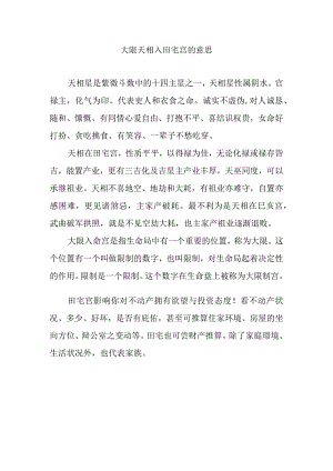 大限天相入田宅宫的意思.docx