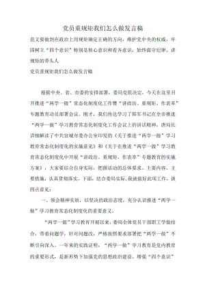 党员重规矩我们怎么做发言稿.docx