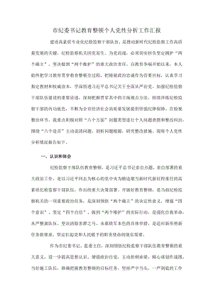 市纪委书记教育整顿个人党性分析工作汇报.docx