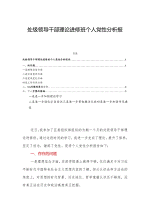 处级领导干部理论进修班个人党性分析报告.docx