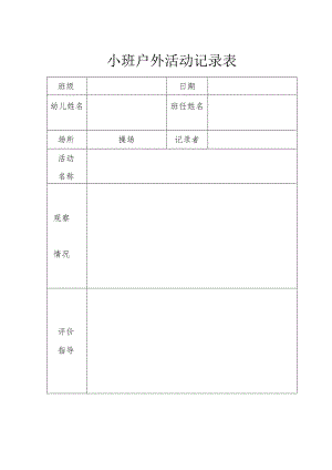 幼儿园小班户外活动记录.docx