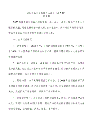 娱乐用品公司年度总结报告（共3篇）.docx