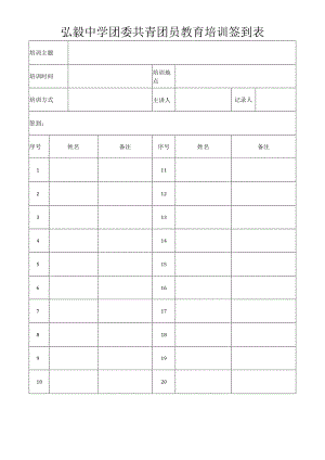 弘毅中学团委共青团员教育培训签到表.docx