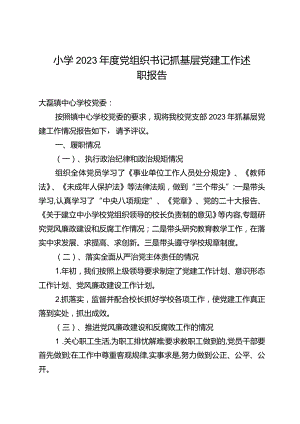 小学2023年度党组织书记抓基层党建工作述职报告.docx