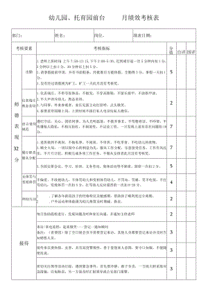 幼儿园、托育园前台绩效考核表.docx