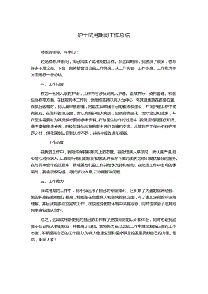 护士试用期间工作总结.docx