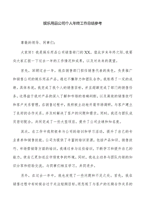 娱乐用品公司个人年终工作总结参考.docx