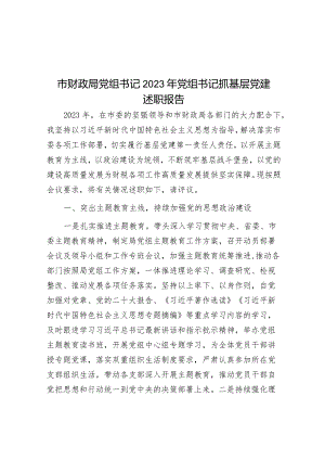 市财政局党组书记2023年党组书记抓基层党建述职报告.docx
