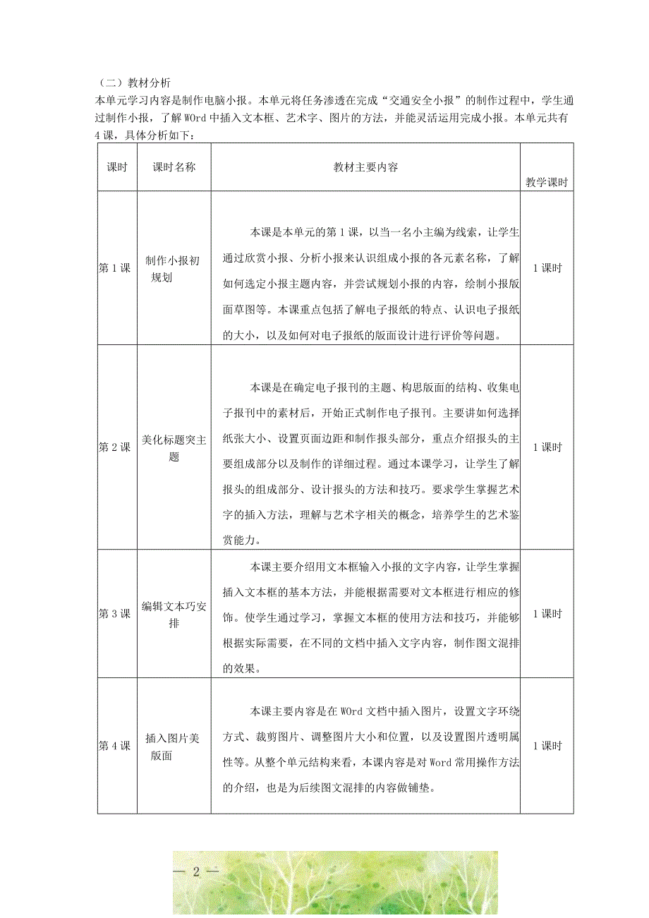 小学信息技术第五册第一单元《电脑小报我制作》作业设计（39页）.docx_第2页