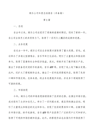 娱乐公司年度总结报告（共6篇）.docx