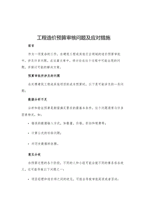 工程造价预算审核问题及应对措施.docx
