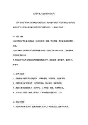 公司年度人力资源规划方向.docx