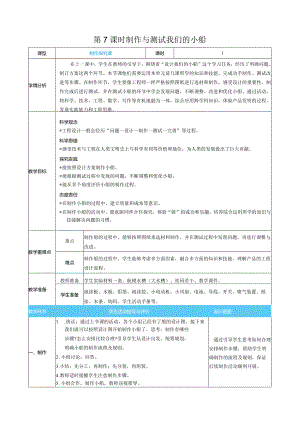 制作与测试我们的小船核心素养目标教案表格式新教科版科学五年级下册.docx