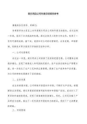 娱乐用品公司年度总结报告参考.docx