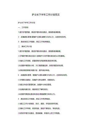 护士长下半年工作计划范文.docx