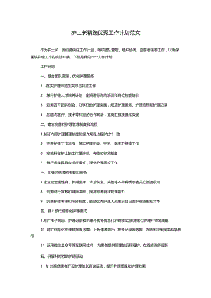 护士长精选优秀工作计划范文.docx