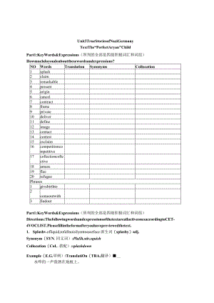 四级词汇训练手册U3-TextVoc-Preview练习.docx
