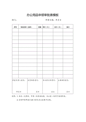 办公用品申领审批表模板.docx