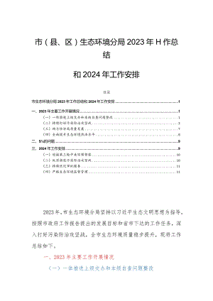 市(县、区)生态环境分局2023年工作总结和2024年工作安排.docx