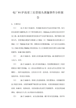 其他伤害-电厂＃1炉高省三长管接头泄漏事件分析报告.docx