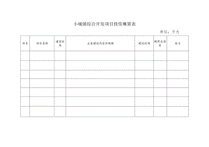 小城镇综合开发项目投资概算表.docx