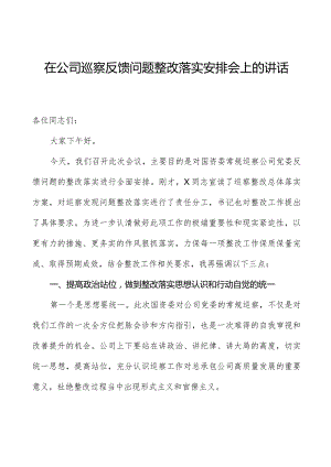 在公司巡察反馈问题整改落实部署会上的讲话.docx