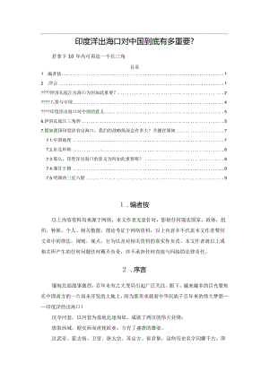 印度洋出海口对中国到底有多重要.docx
