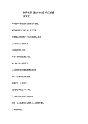 剧情电影《抱养奇缘》解说台词_剧情讲述.docx