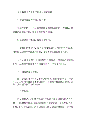 初中教师个人业务工作计划范文五篇.docx
