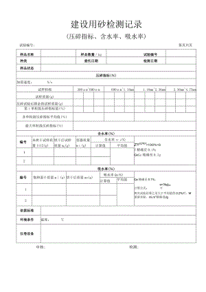 建设用砂检测原始记录（压碎指标、吸水率、含水率）25.docx