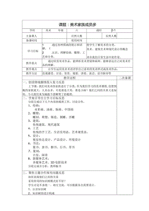 六年级美术教案：第一单元第2课美术家族成员多（2）.docx