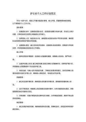 护士长个人工作计划范文.docx