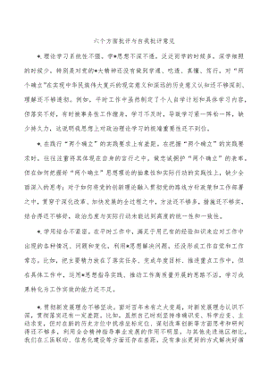 六个方面批评与自我批评意见.docx