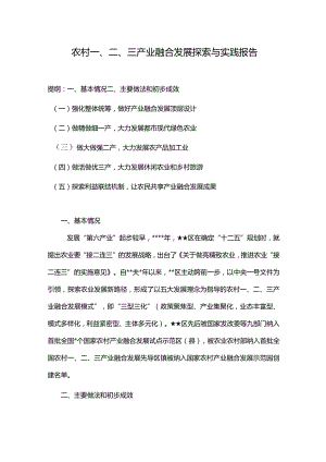 农村一、二、三产业融合发展探索与实践报告.docx