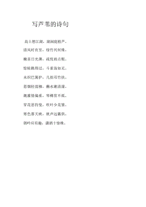 写芦苇的诗句.docx