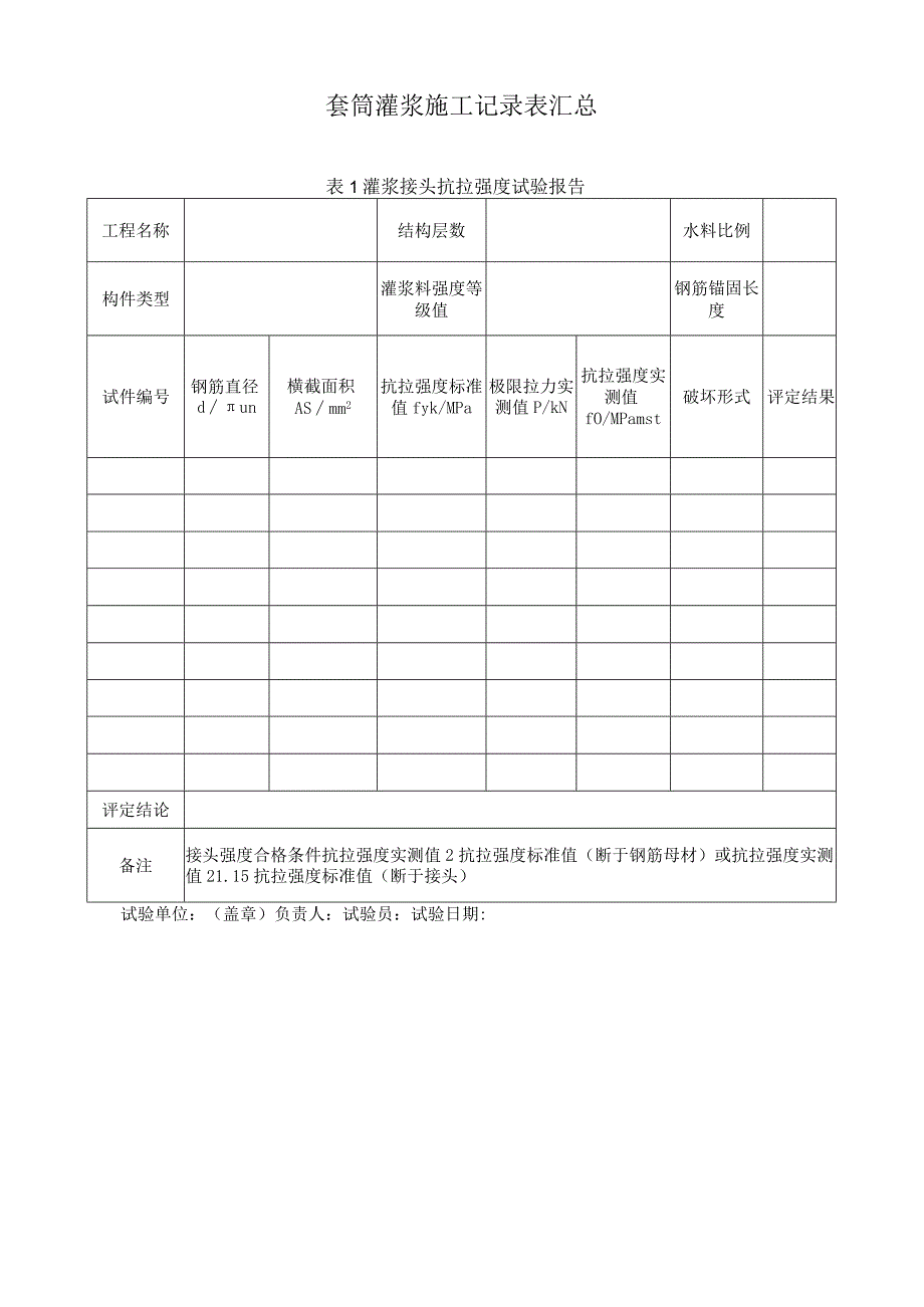套筒灌浆施工记录表汇总.docx_第1页