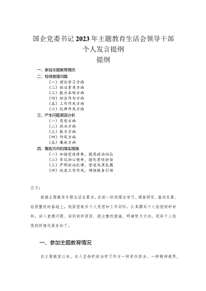 国企党委书记2023年主题教育民主生活会领导干部个人发言提纲.docx