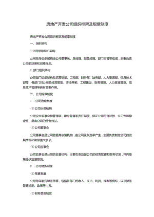 房地产开发公司组织框架及规章制度.docx