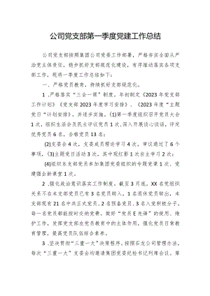 公司党支部第一季度党建工作总结.docx