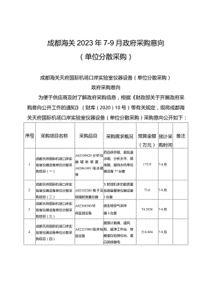 成都海关天府国际机场口岸实验室仪器设备（单位分散采购.docx