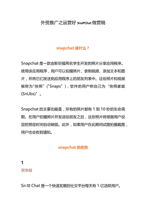 外贸推广之运营好Snapchat营销.docx