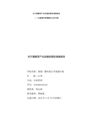 关于黄鹂芽产业发展前景的调查报告以涟源市荷塘镇礼左村为例.docx