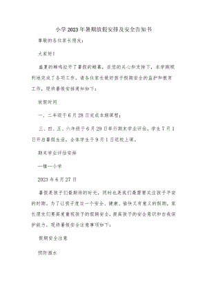 小学2023年暑期放假安排及安全告知书.docx
