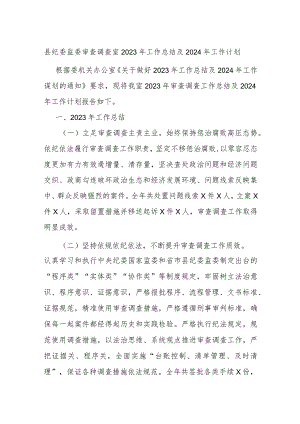 县纪委监委审查调查室2023年工作总结及2024年工作计划.docx