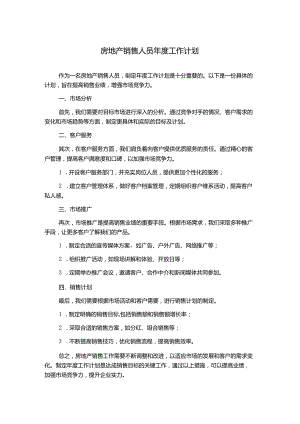 房地产销售人员年度工作计划.docx