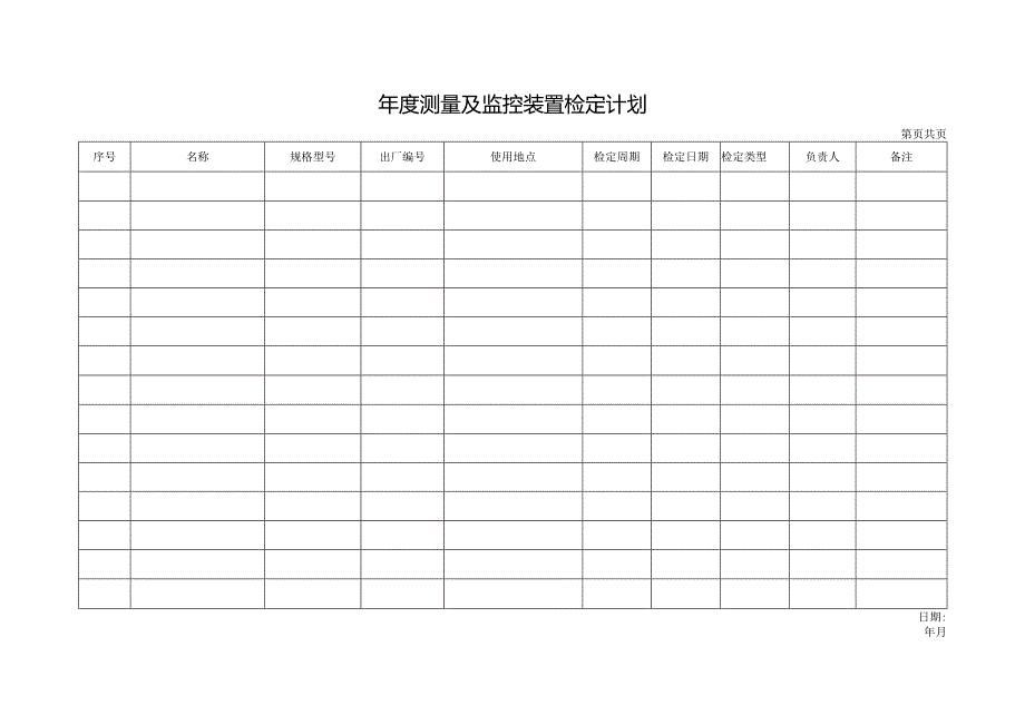 年度测量及监控装置检定记录表.docx_第1页