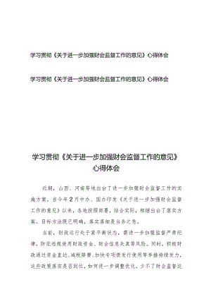 学习贯彻《关于进一步加强财会监督工作的意见》心得体会2篇.docx