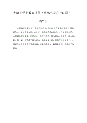 大班下学期教育随笔《猫舔毛是在“洗澡”吗？》.docx