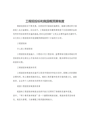 工程招投标和我国概预算制度.docx