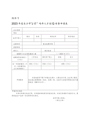 2023年度长沙市“小荷”青年人才创业项目申请表.docx